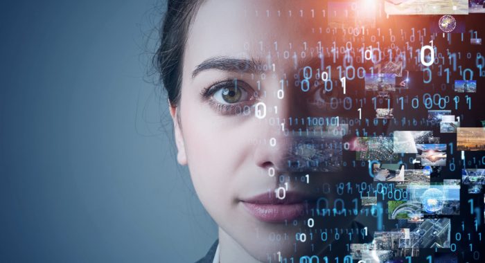 Woman with tech